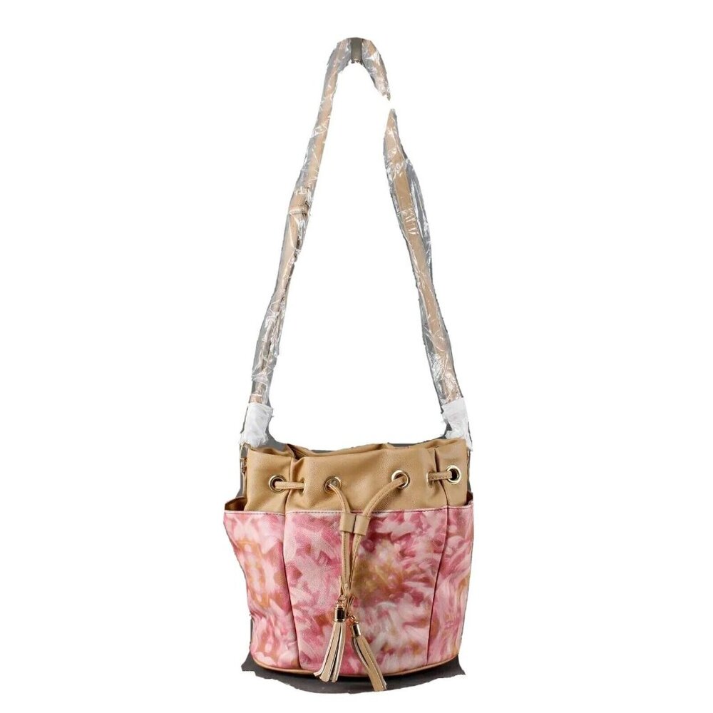 Snob Essentials $98 10 x 13 x 7 Pink Multi Polyurethene Crossbody Bucket Bag